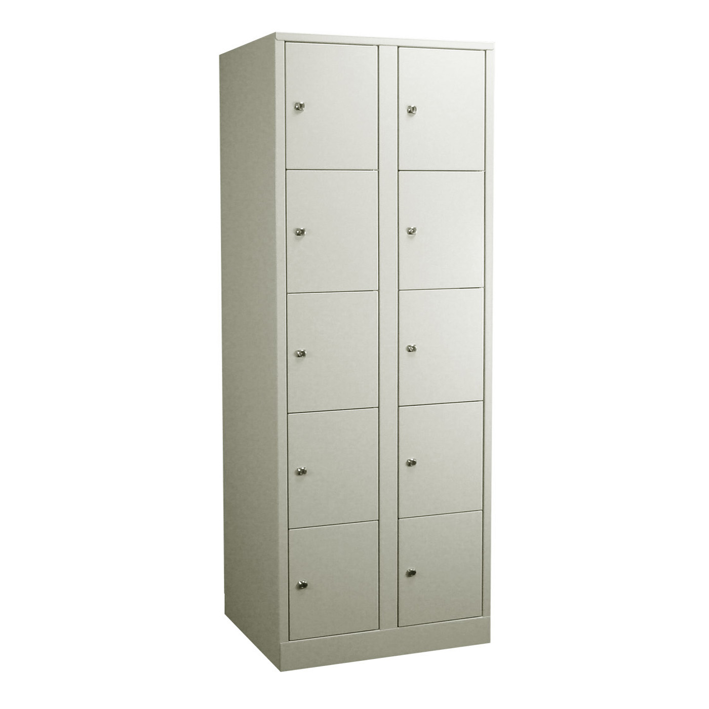 Wolf Fächerschrank Serie 42 extrahoch Sockel Abteilbreite 400 mm 2 Abteile à 5 Fächer Lichtgrau RAL 7035
