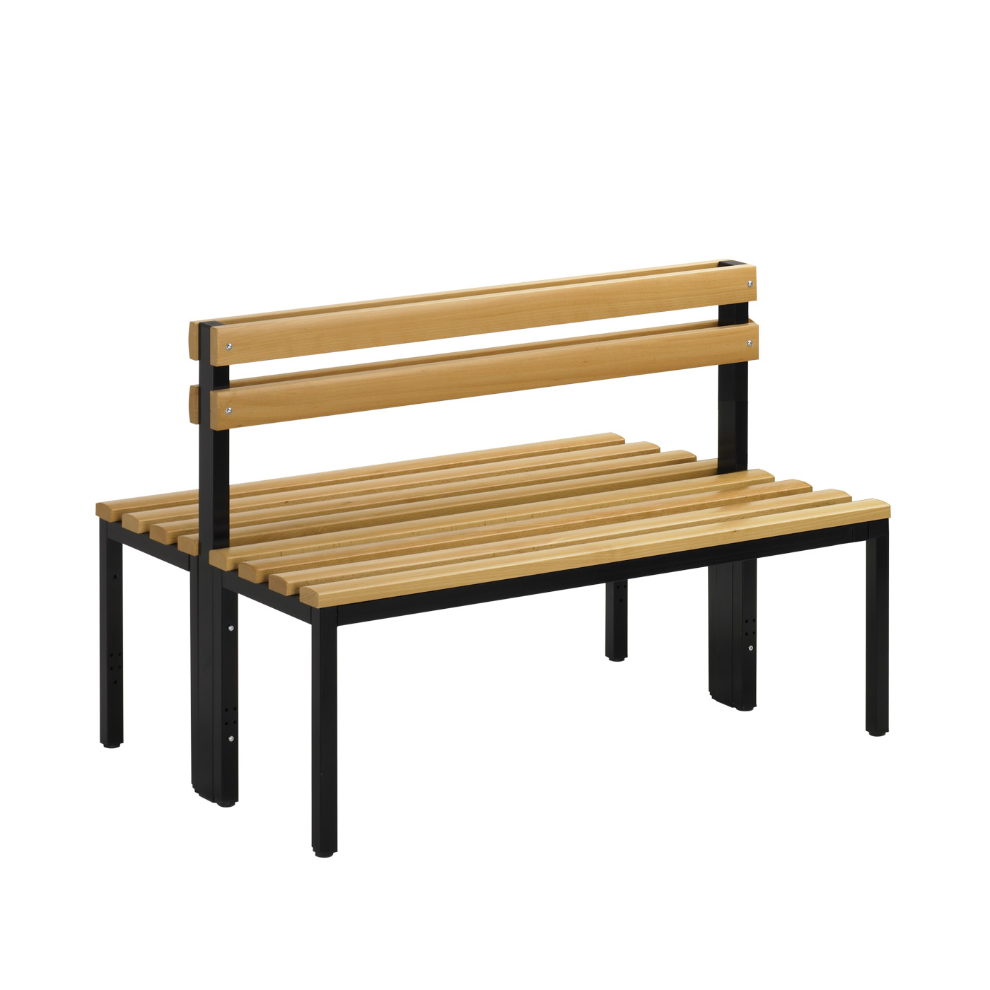 Wolf Umkleidebank Serie 105 doppelseitig Rückenlehne Sitzt. 2 x 355 mm Breite 1000 mm Buche