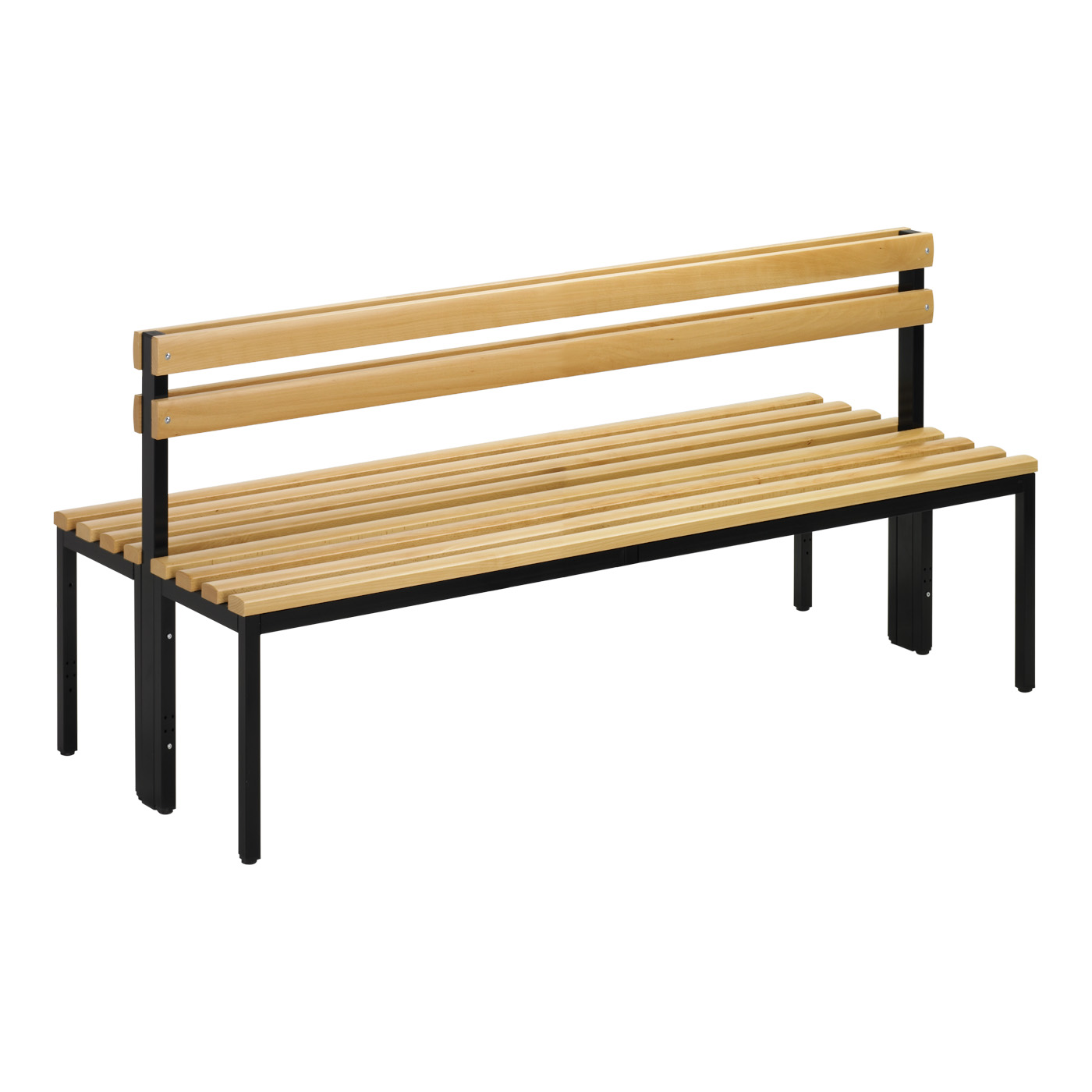 Wolf Umkleidebank Serie 105 doppelseitig Rückenlehne Sitzt. 2 x 355 mm Breite 1500 mm Buche