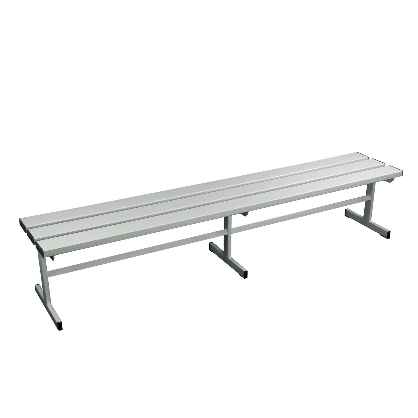 Wolf Umkleidebank Serie 100 einseitig T-Fuß Sitzt. 370 mm Breite 2000 mm PVC Hellgrau