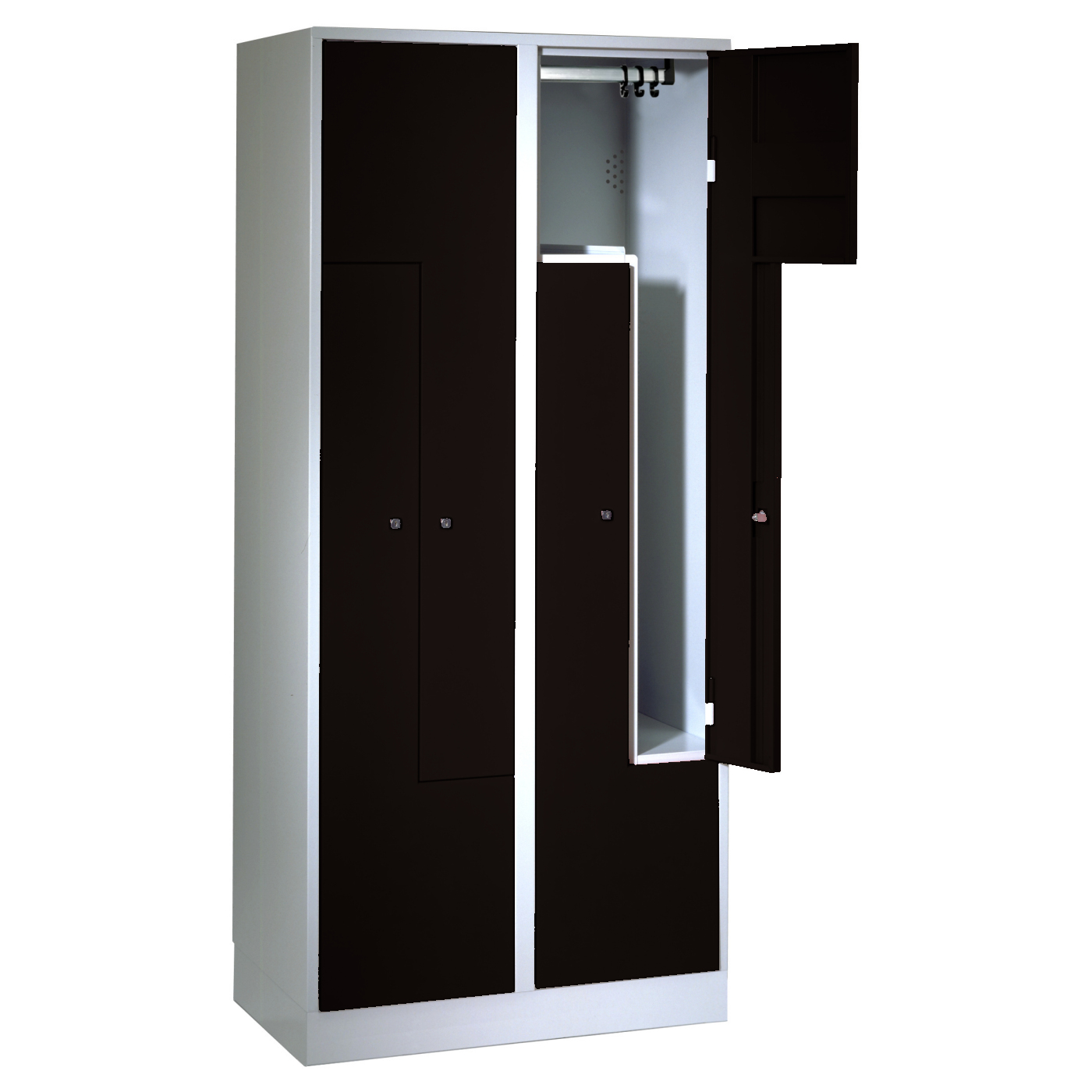 Wolf Z-Spind Serie 71 Z, Sockel, 4 Fächer mit einer Breite von je 200/400 mm Tiefschwarz RAL 9005
