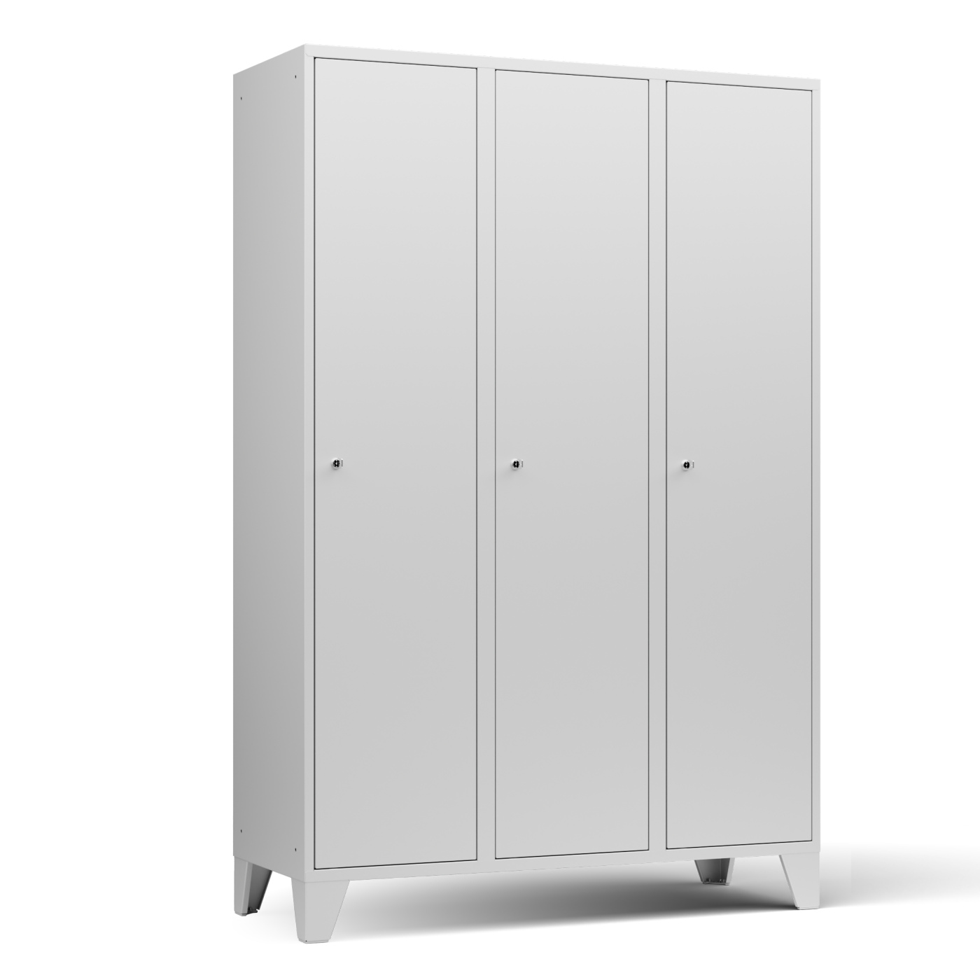 Wolf Fächerschrank Serie 72, Füße, Abteilbreite 400 mm, 3 Abteile à 4 Fächer Lichtgrau RAL 7035