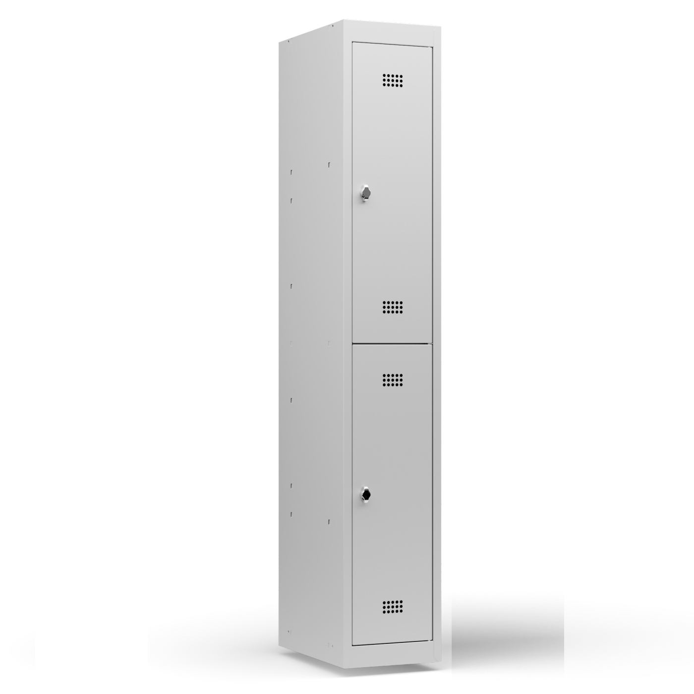 Wolf Spind-System Serie 30 doppelstöckig Grundelement Sockel Abteilbreite 300 mm 1 Abteil Lichtgrau RAL 7035