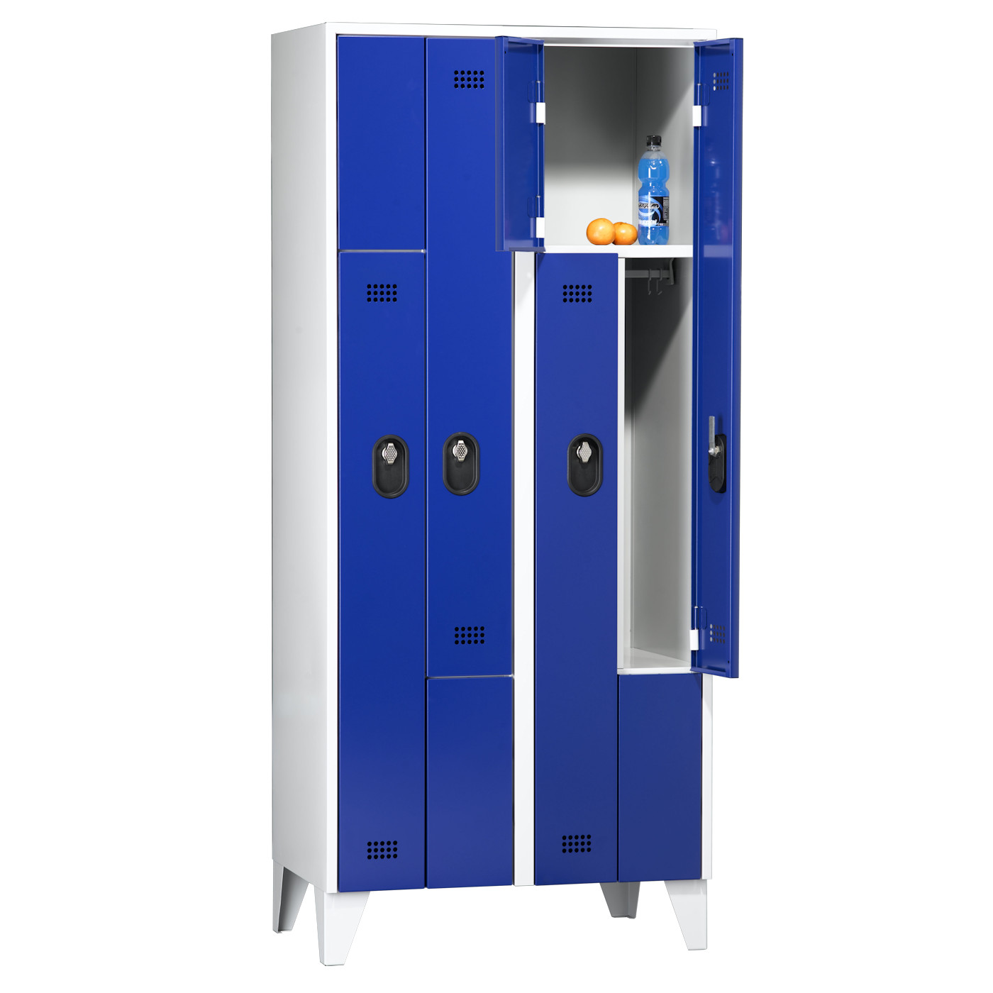 Wolf Z-Spind Serie 90 Z, Füße, Abteilbreite 400 mm 2 Abteile 4 Fächer Enzianblau RAL 5010
