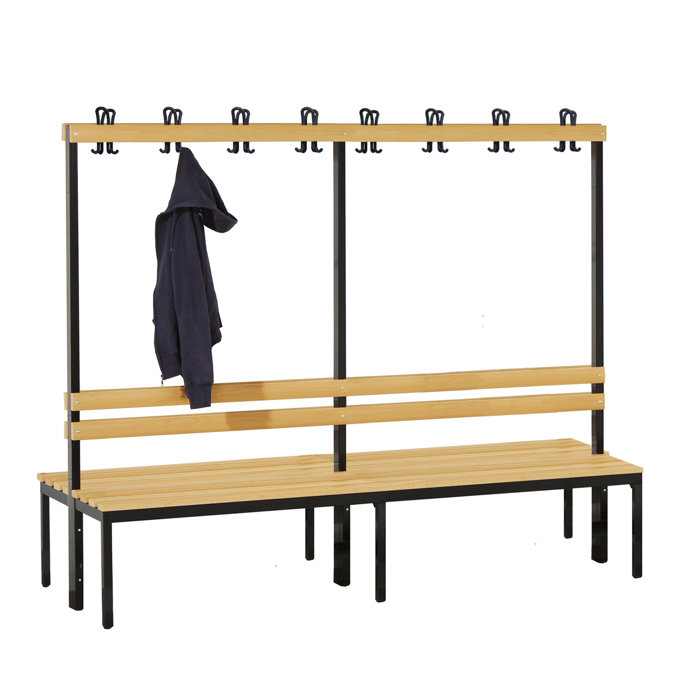 Wolf Garderobenbank Serie 103 doppelseitig Rückenlehne Sitzt. 2x355mm 2000mm Breite Buche