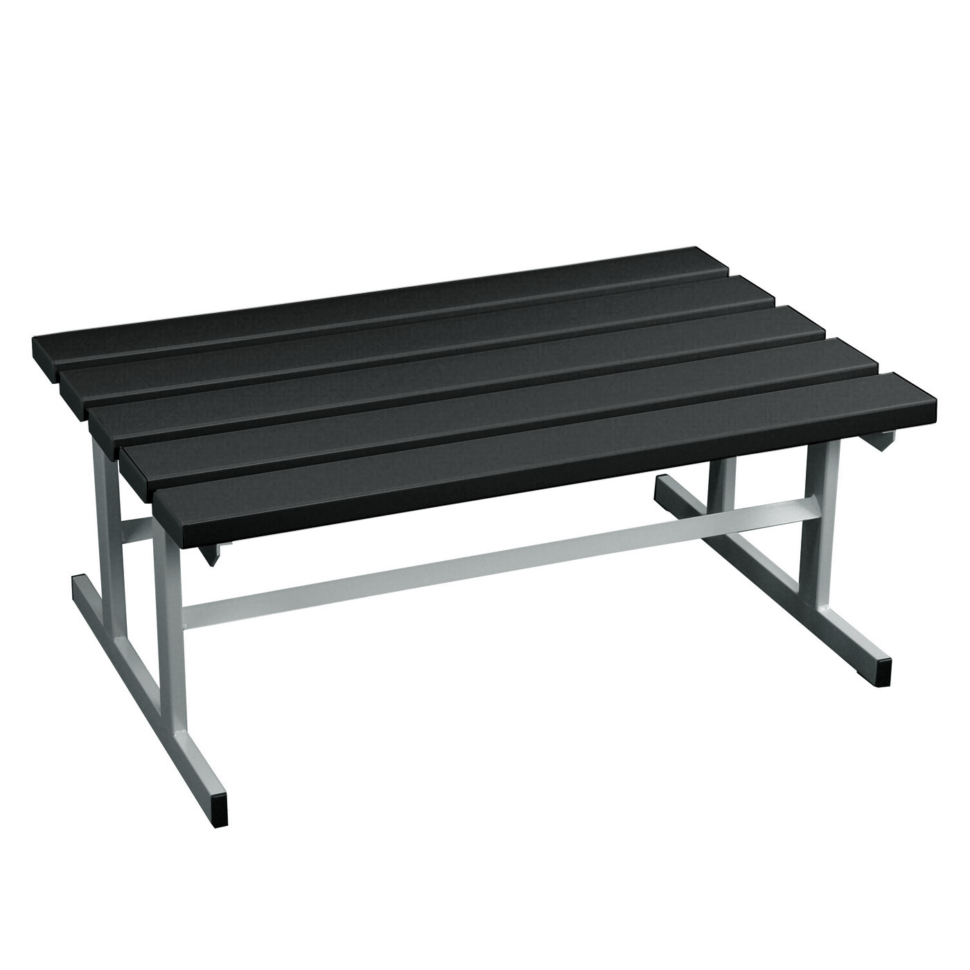 Wolf Umkleidebank Serie 101 doppelseitig T-Fuß Sitzt. 630 mm Breite 1000 mm PVC Schwarz
