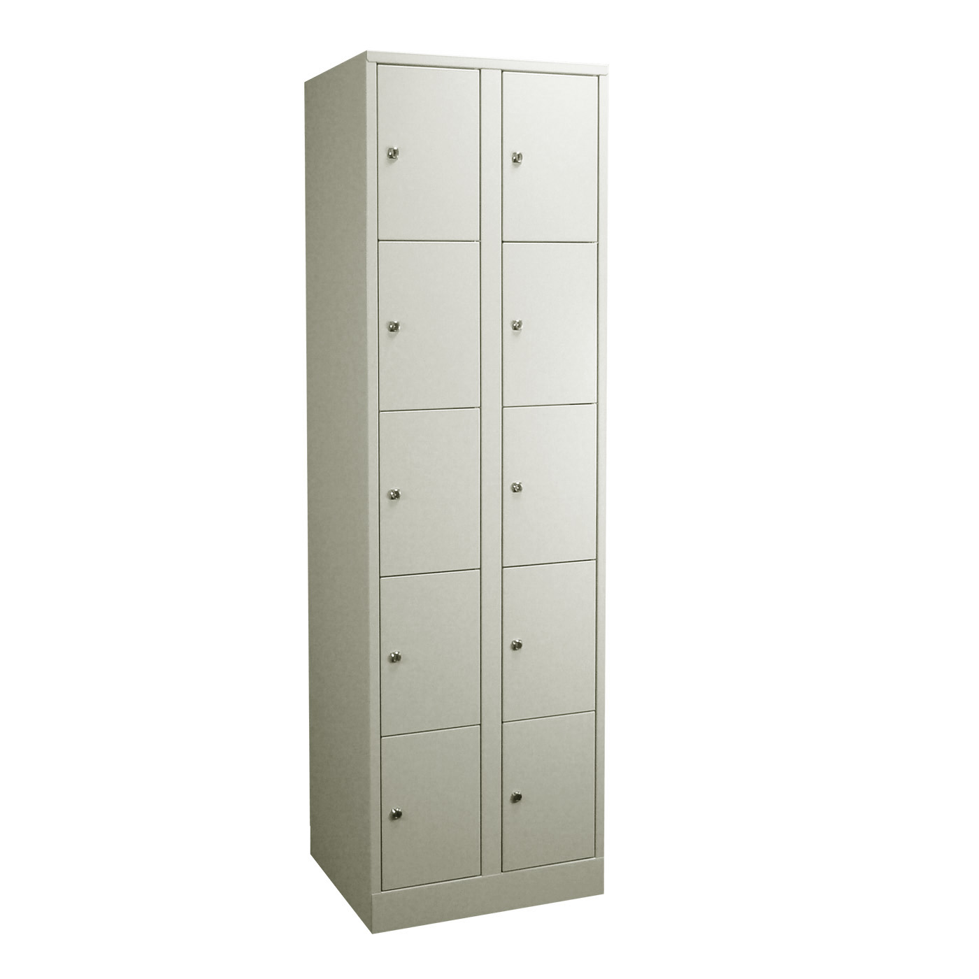 Wolf Fächerschrank Serie 42 extrahoch Sockel Abteilbreite 300 mm 2 Abteile à 5 Fächer Lichtgrau RAL 7035
