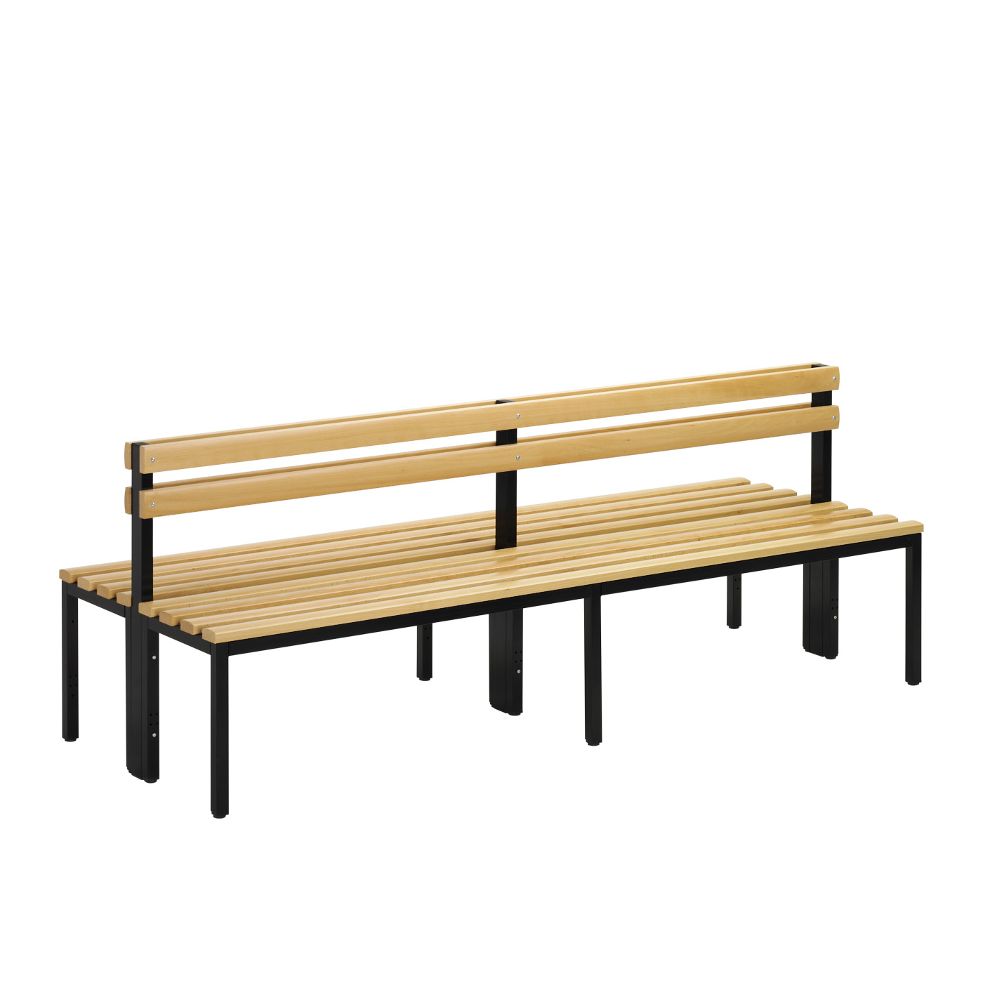 Wolf Umkleidebank Serie 105 doppelseitig Rückenlehne Sitzt. 2 x 355 mm Breite 2000 mm Buche