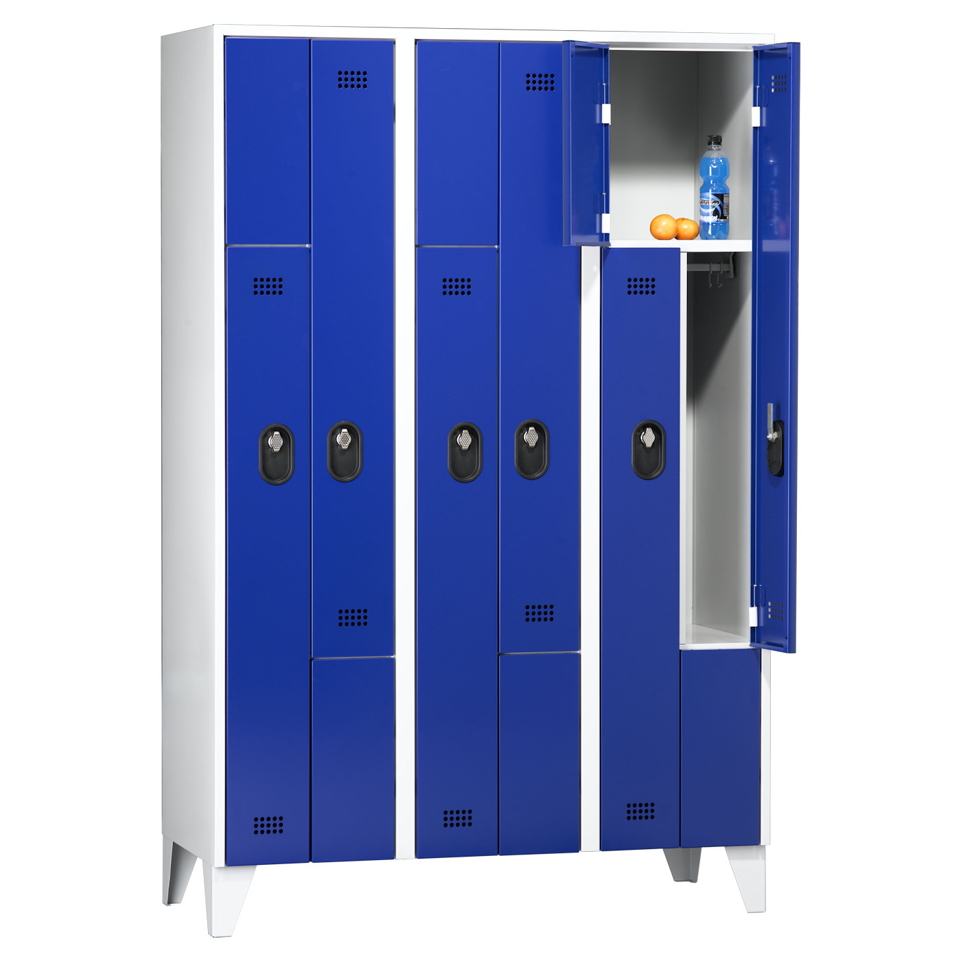 Wolf Z-Spind Serie 90 Z, Füße, Abteilbreite 400 mm 3 Abteile 6 Fächer Enzianblau RAL 5010