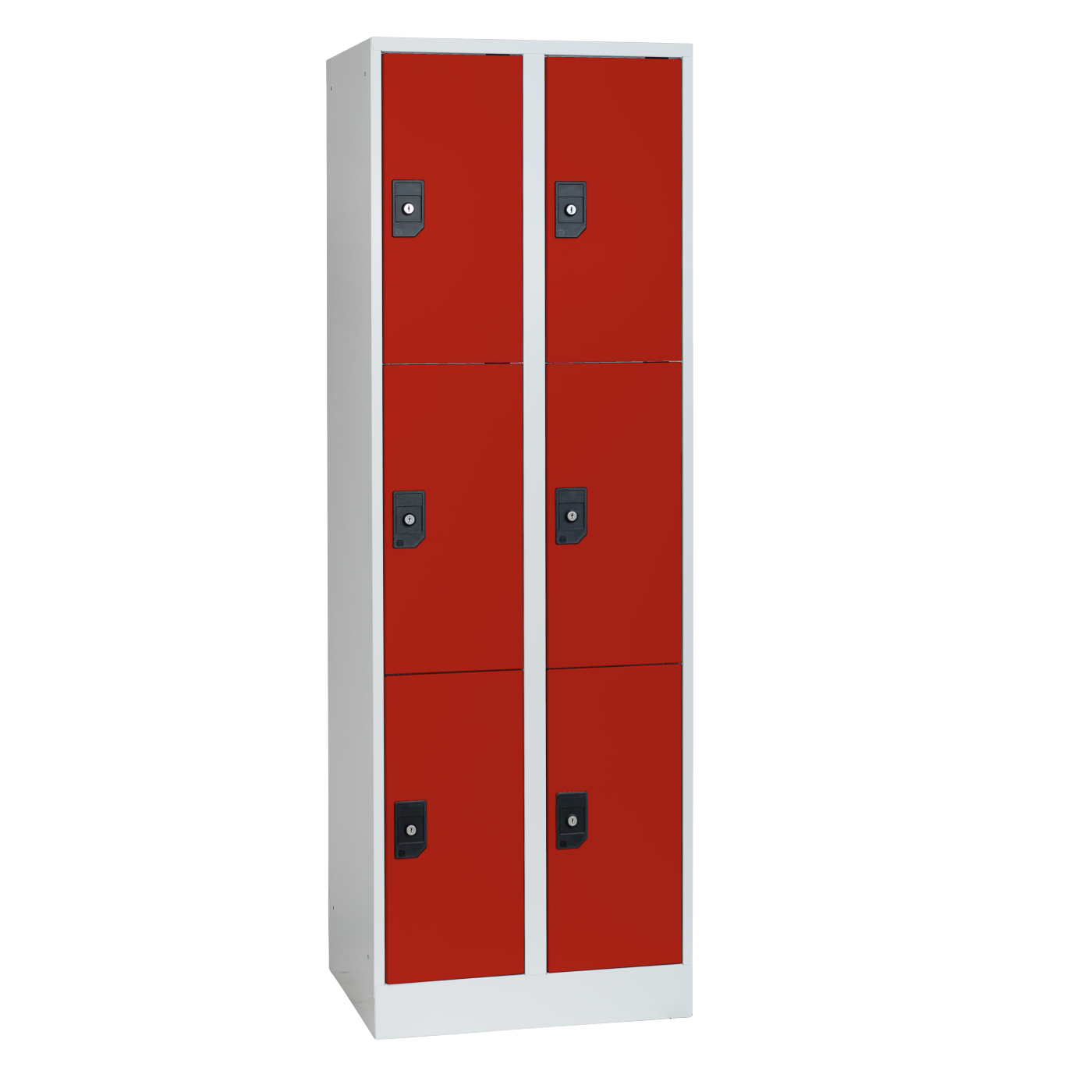 Wolf Fächerschrank Serie 96, Sockel, Abteilbreite 300 mm, 2 Abteile à 3 Fächer Feuerrot RAL 3000