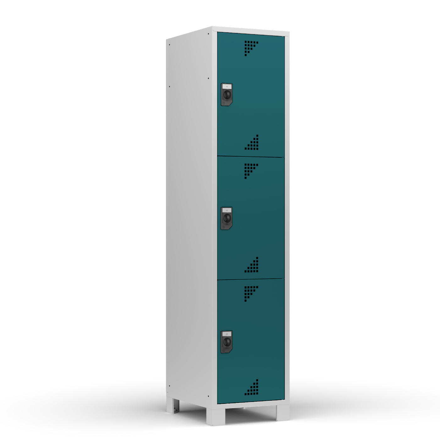 Wolf Fächerschrank Serie 82, Füße, Abteilbreite 400 mm, 1 Abteil à 3 Fächer Opalgrün RAL 6026