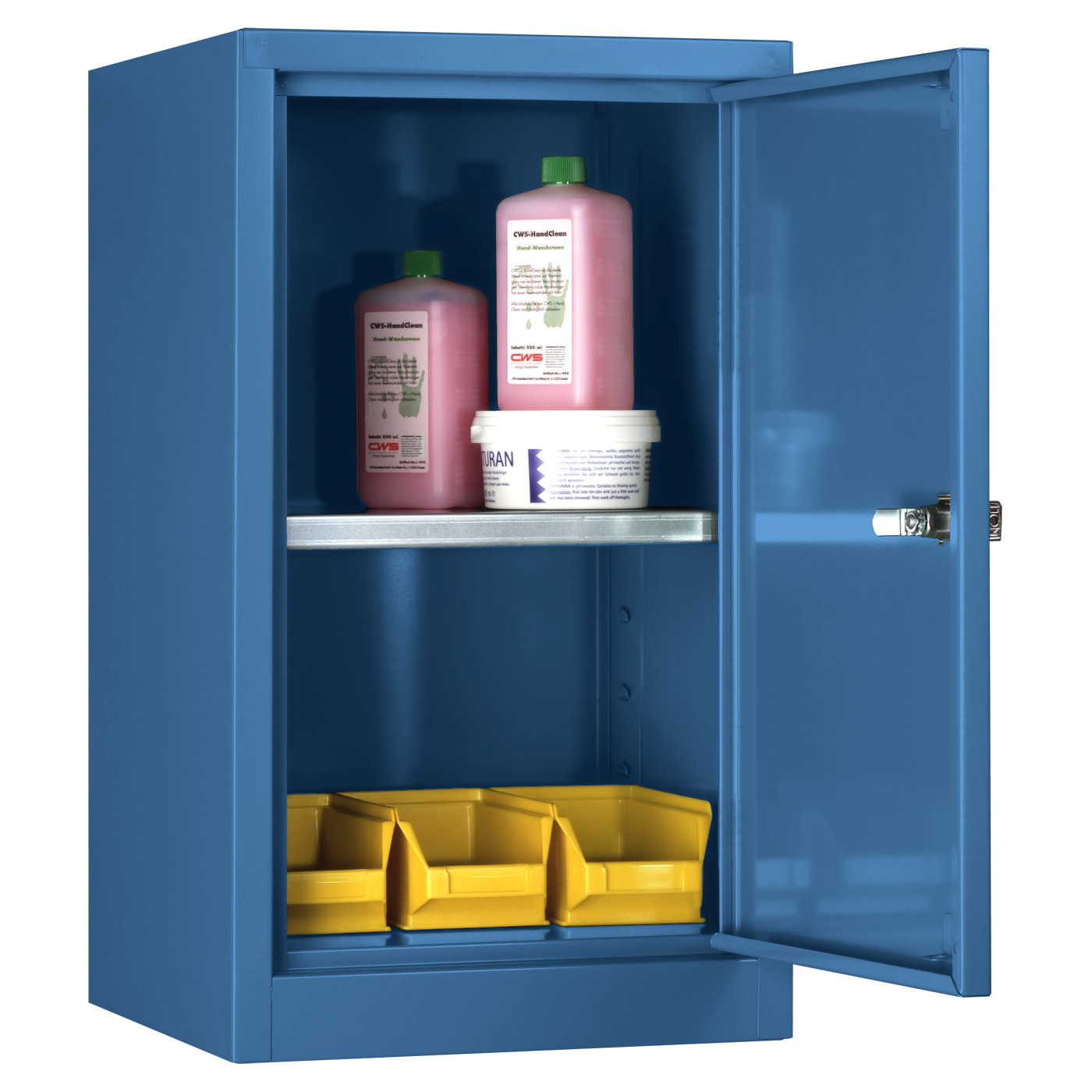 Wolf Werkzeug-Hängeschrank Serie 27 Breite 350 mm 1 Abteil 1 Fachboden Brillantblau RAL 5007