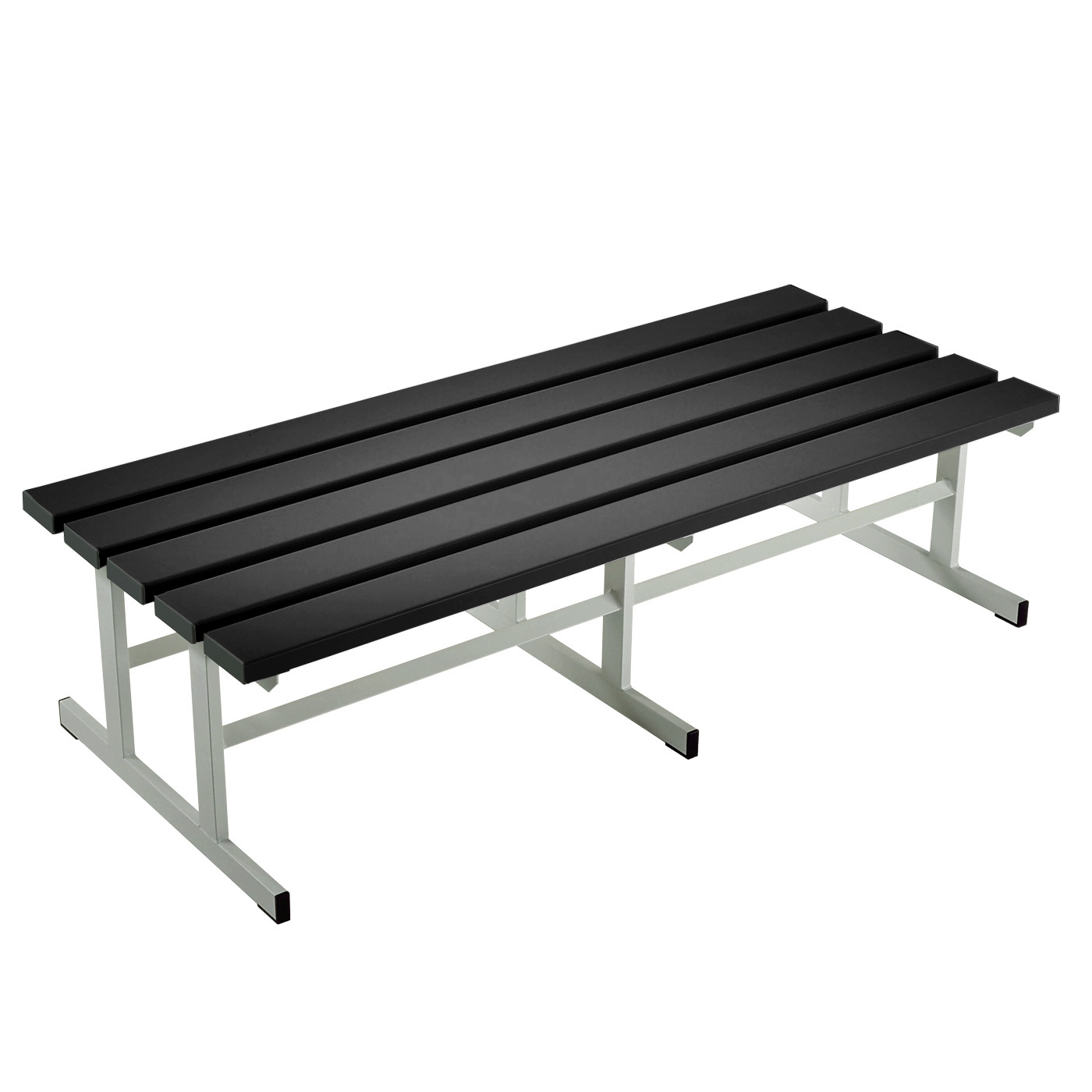 Wolf Umkleidebank Serie 101 doppelseitig T-Fuß Sitzt. 630 mm Breite 1500 mm PVC Schwarz