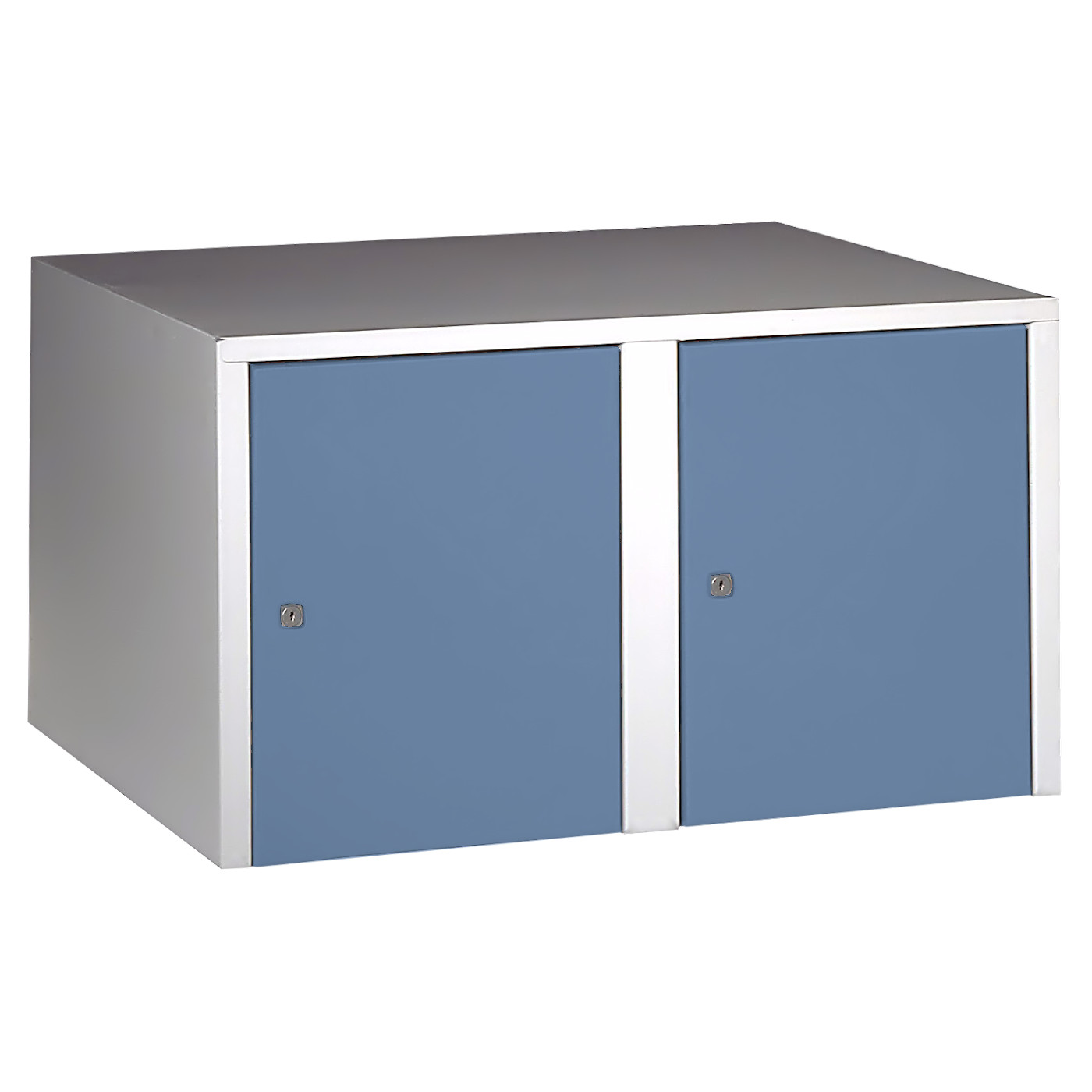 Wolf Aufsatzschrank Serie 73 , Sockel, Abteilbreite 400 mm, 2 Abteile Taubenblau RAL 5014