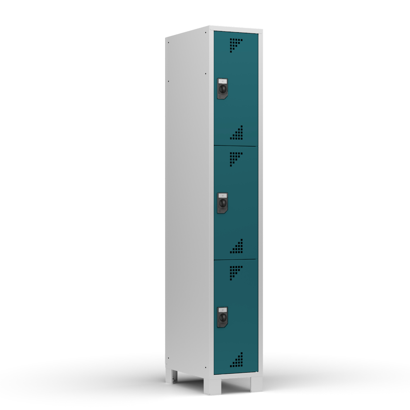 Wolf Fächerschrank Serie 82, Füße, Abteilbreite 300 mm, 1 Abteil à 3 Fächer Opalgrün RAL 6026
