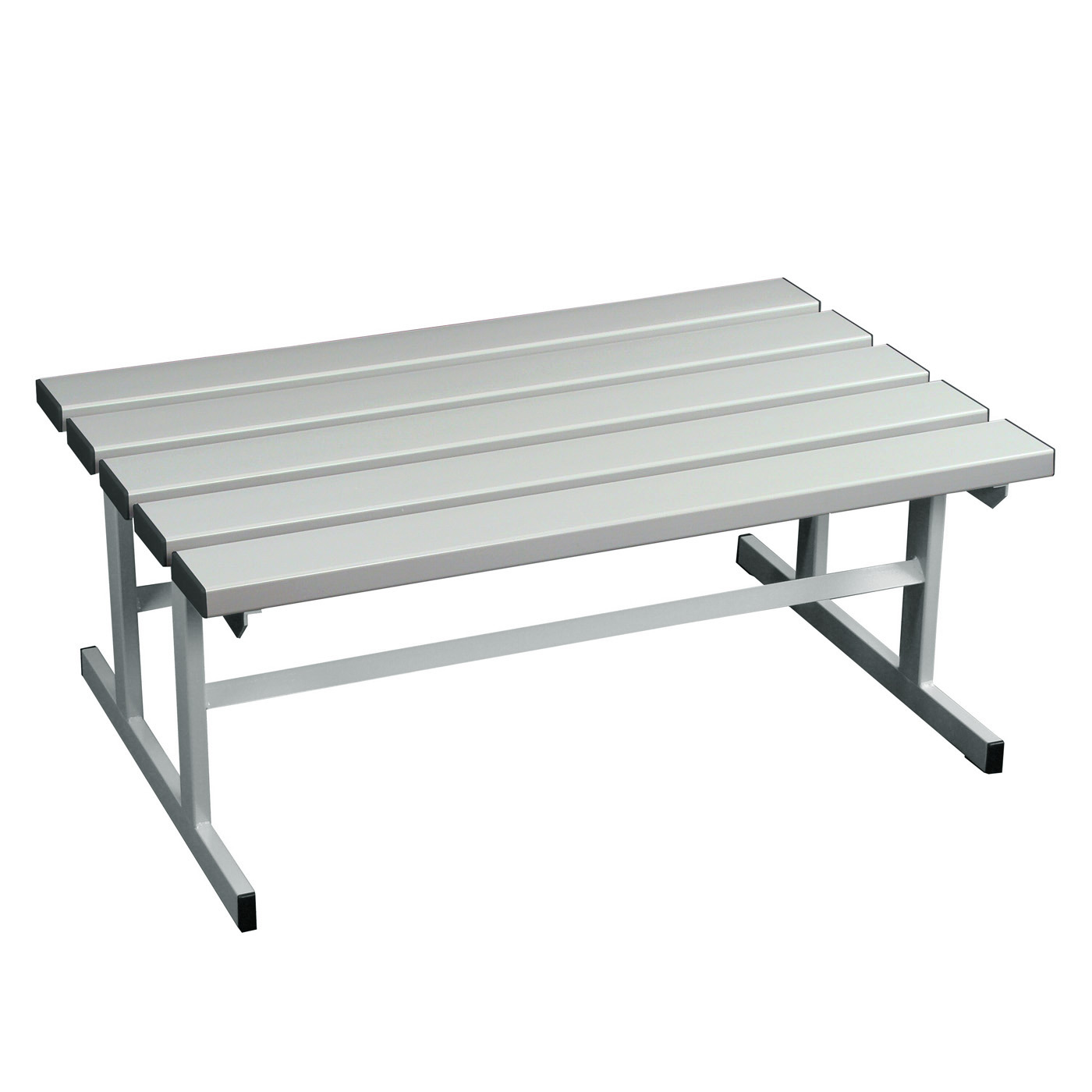 Wolf Umkleidebank Serie 101 doppelseitig T-Fuß Sitzt. 630 mm Breite 1000 mm PVC Hellgrau