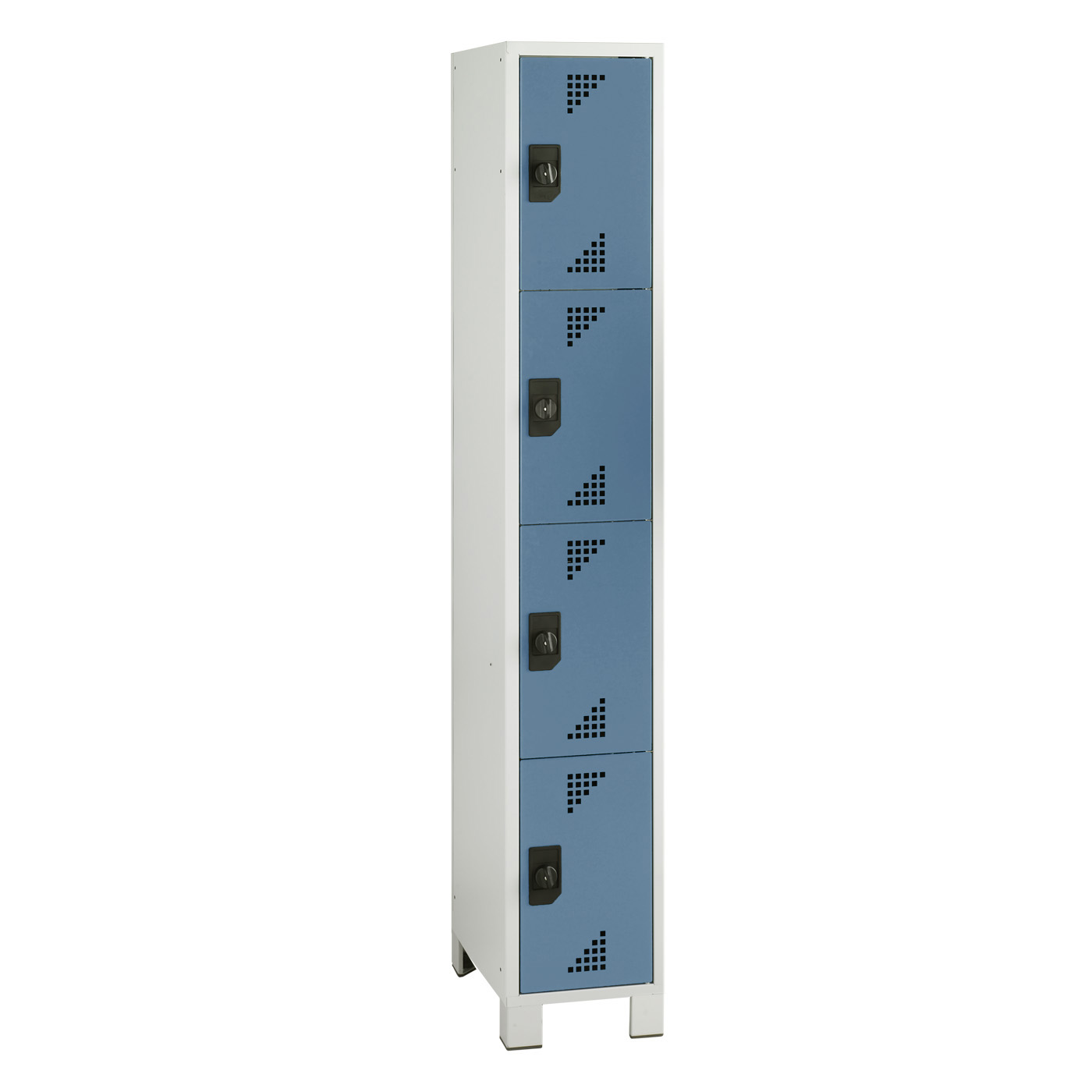 Wolf Fächerschrank Serie 82, Füße, Abteilbreite 300 mm, 1 Abteil à 4 Fächer Brillantblau RAL 5007