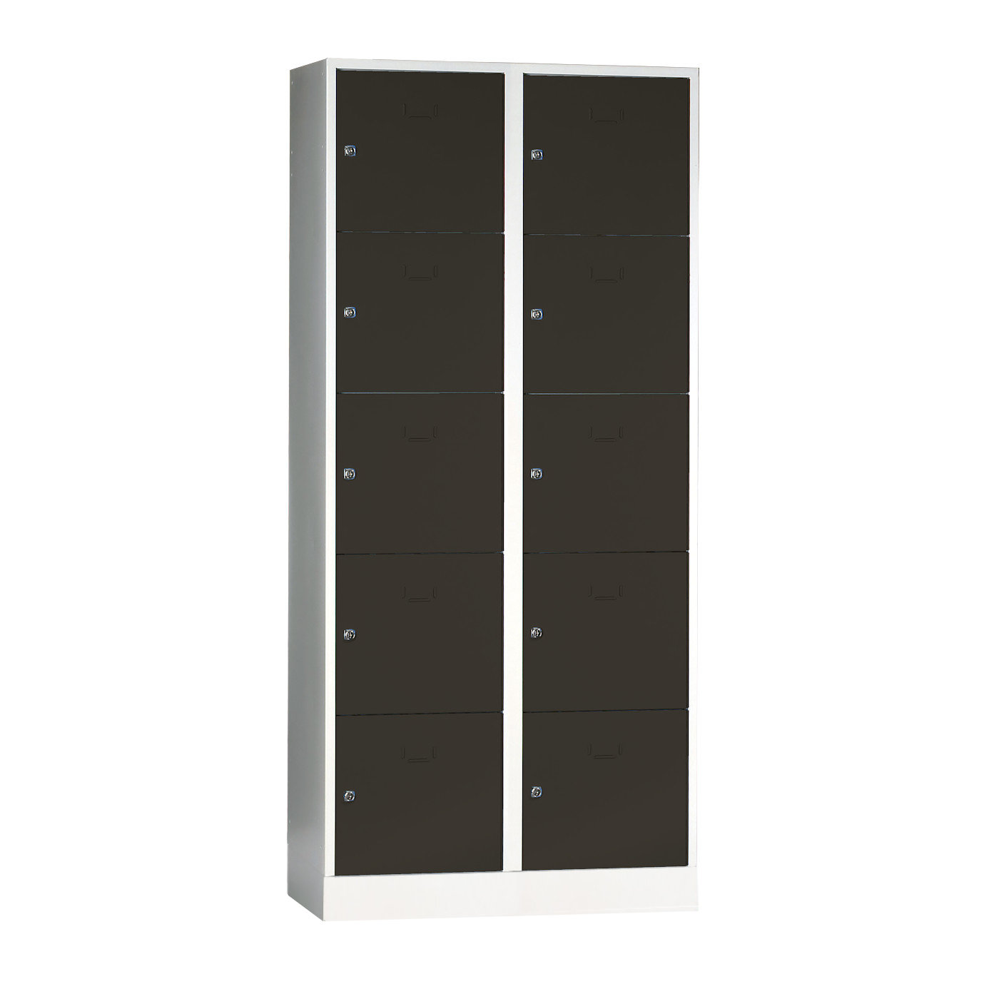 Wolf Schließfachschrank Serie 40 mit Sockel Abteilbreite 400 mm 2 Abteile à 5 Fächer Tiefschwarz RAL 9005