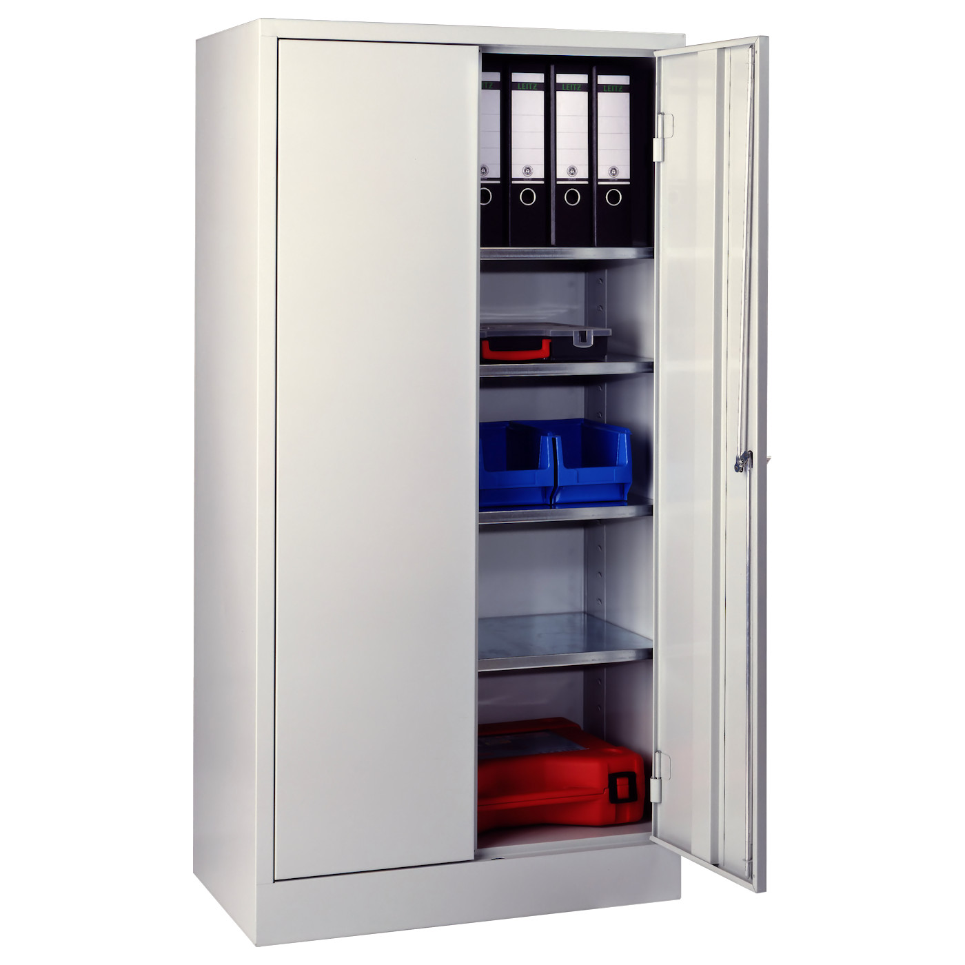 Wolf Material-Aktenschrank Serie 20 Sockel Flügeltüren Höhe 1500 Breite 760 mm Lichtgrau RAL 7035