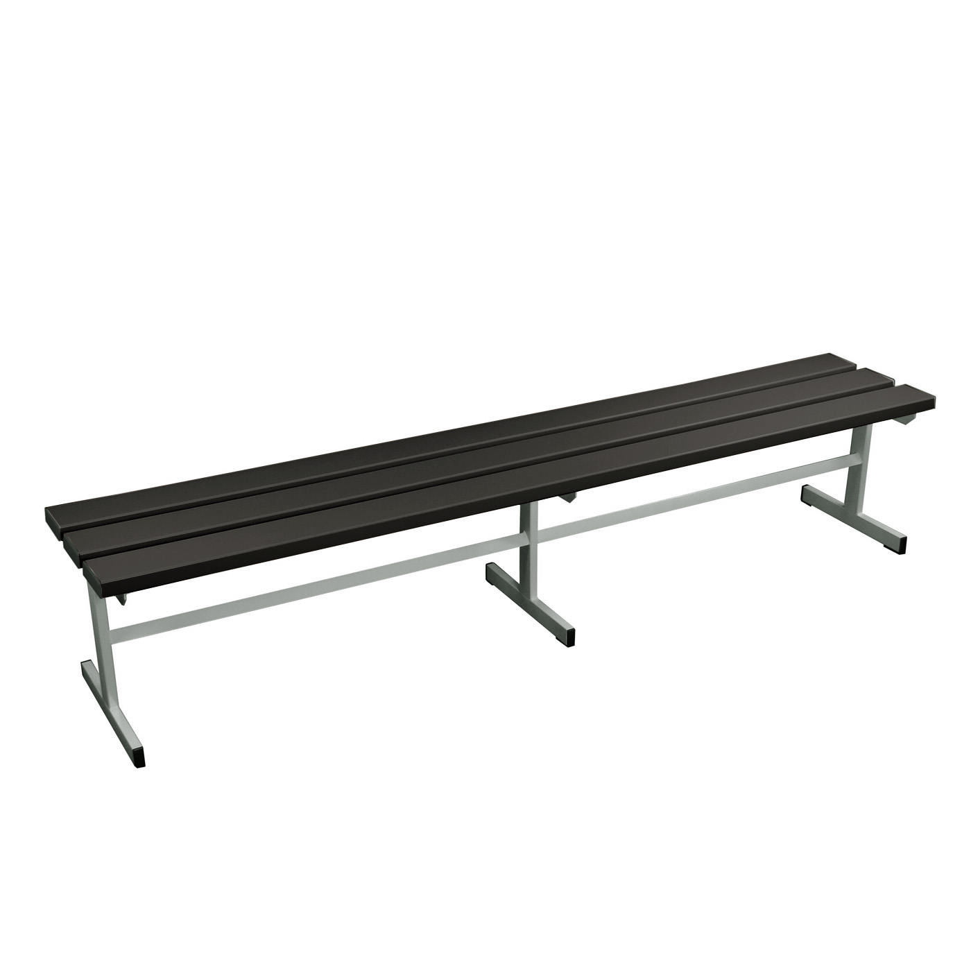 Wolf Umkleidebank Serie 100 einseitig T-Fuß Sitzt. 370 mm Breite 2000 mm PVC Schwarz