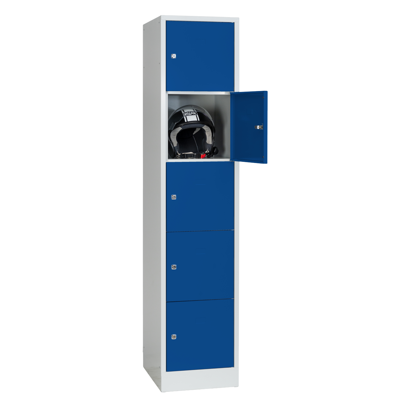 Wolf Schließfachschrank Serie 40 mit Sockel Abteilbreite 400 mm 1 Abteil à 5 Fächer Enzianblau RAL 5010