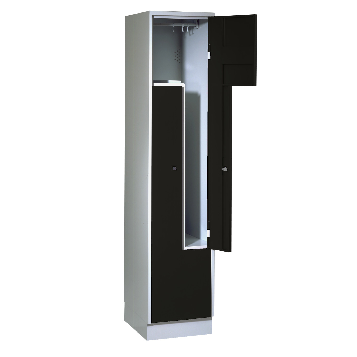 Wolf Z-Spind Serie 71 Z, Sockel, 2 Fächer mit einer Breite von je 200/400 mm Tiefschwarz RAL 9005