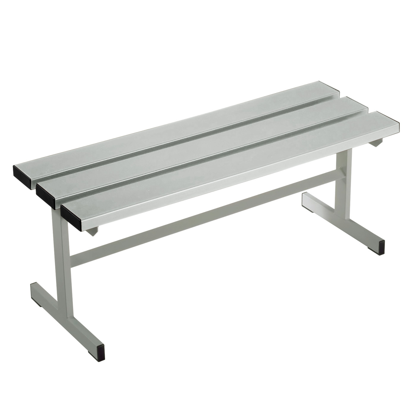 Wolf Umkleidebank Serie 100 einseitig T-Fuß Sitzt. 370 mm Breite 1000 mm PVC Hellgrau