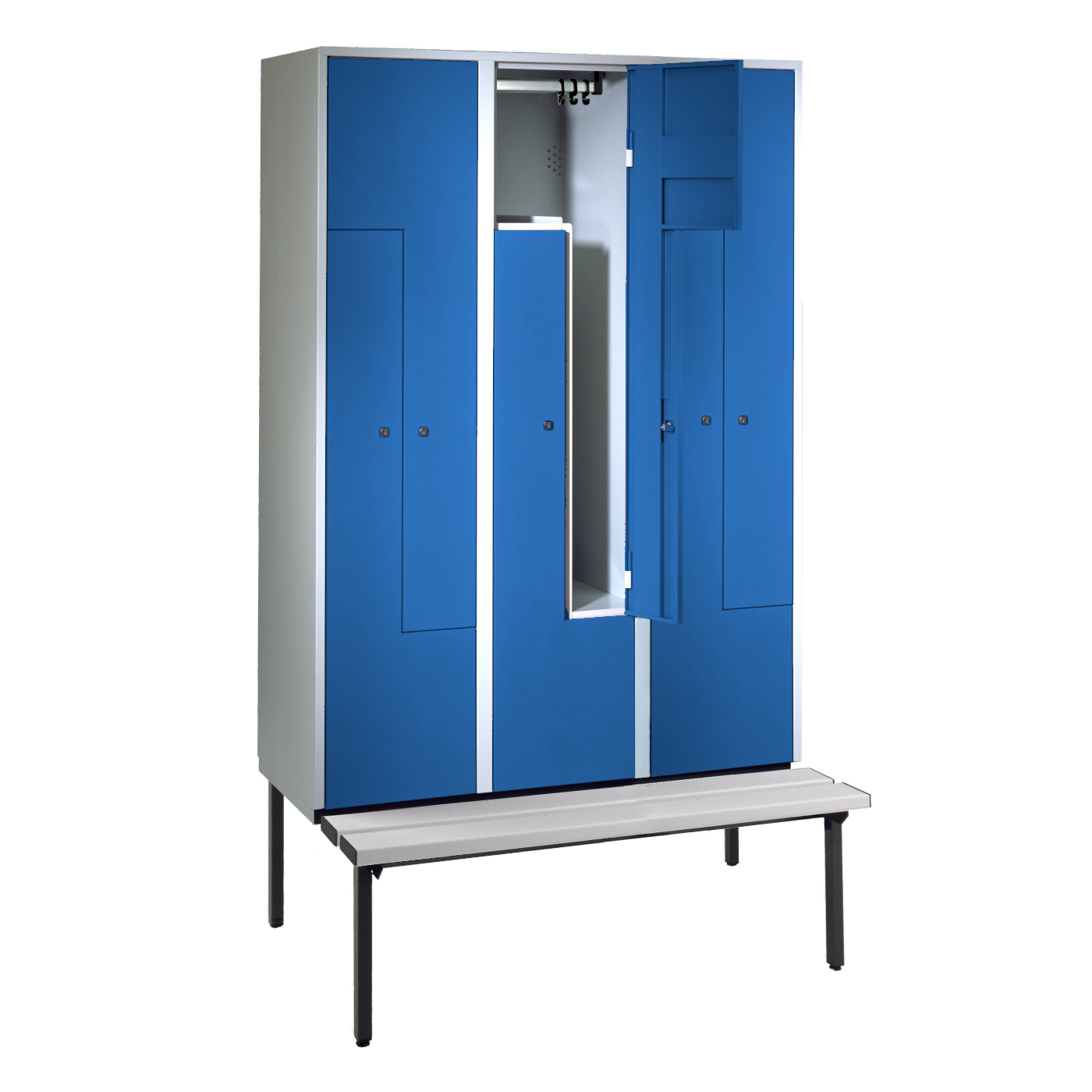 Wolf Z-Spind Serie 71 ZU, Sitzbankuntergestell, 6 Fächer mit einer Breite von je 200/400 mm