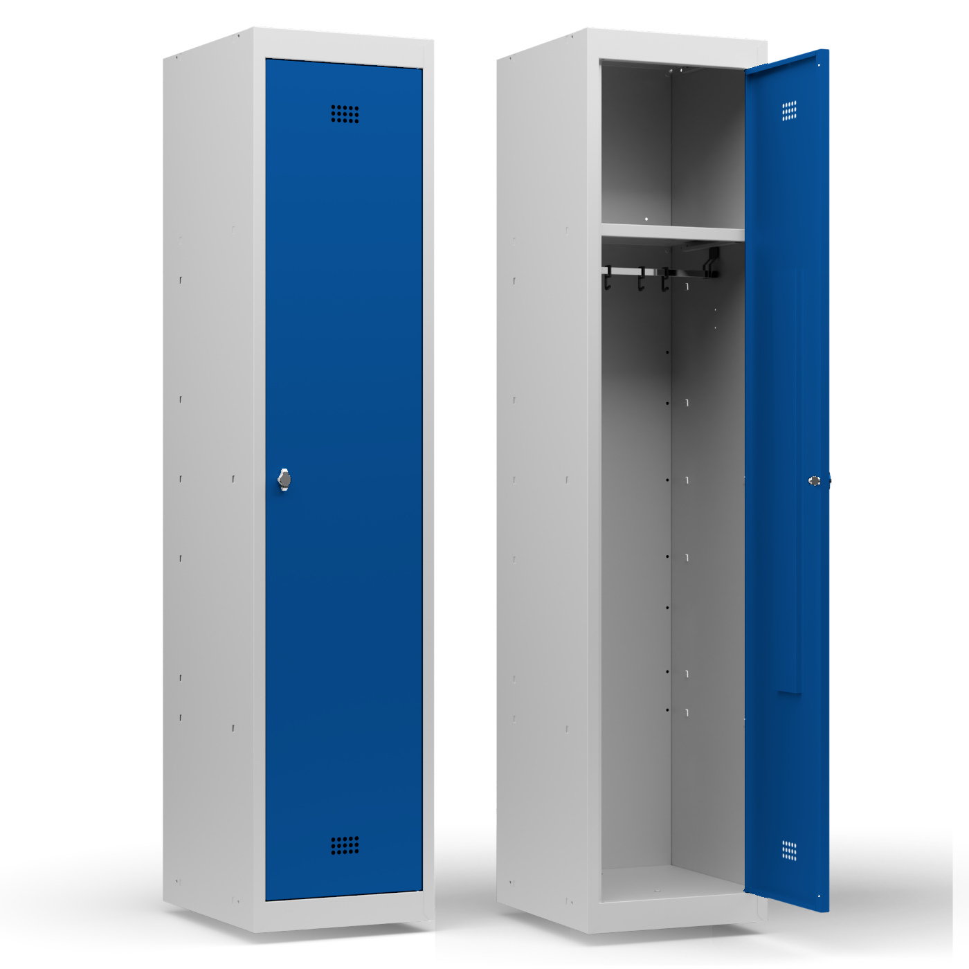 Wolf Spind-System Serie 30 Grundelement, Sockel, Abteilbreite 400 mm, 1 Abteil Enzianblau RAL 5010