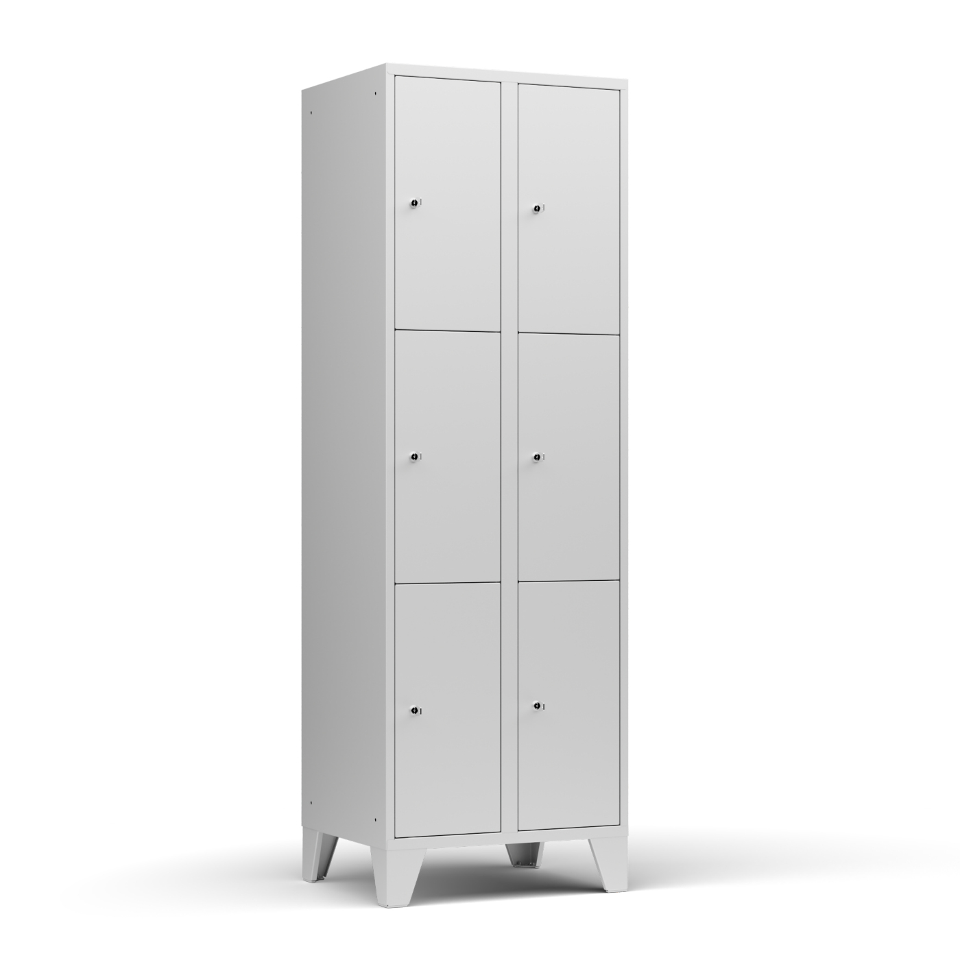 Wolf Fächerschrank Serie 72, Füße, Abteilbreite 300 mm, 2 Abteile à 3 Fächer Lichtgrau RAL 7035