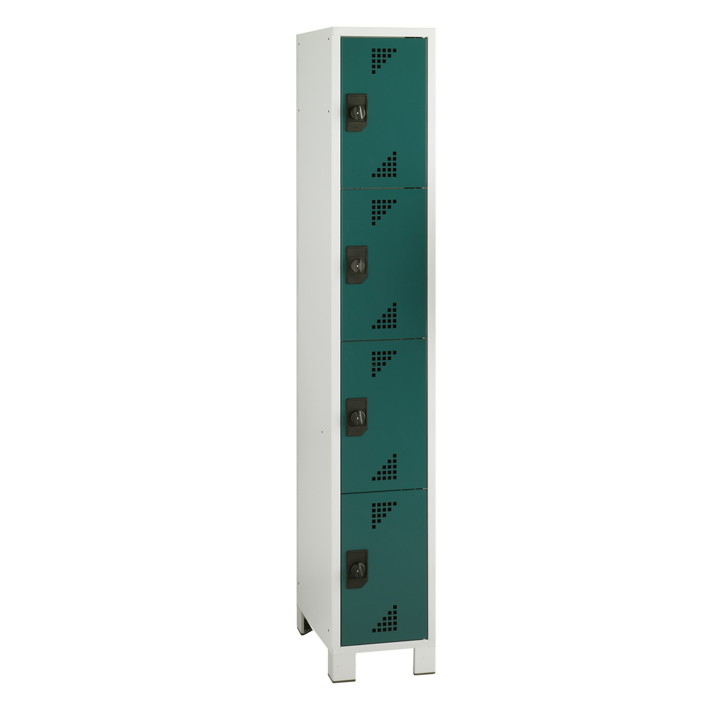 Wolf Fächerschrank Serie 82, Füße, Abteilbreite 300 mm, 1 Abteil à 4 Fächer Opalgrün RAL 6026