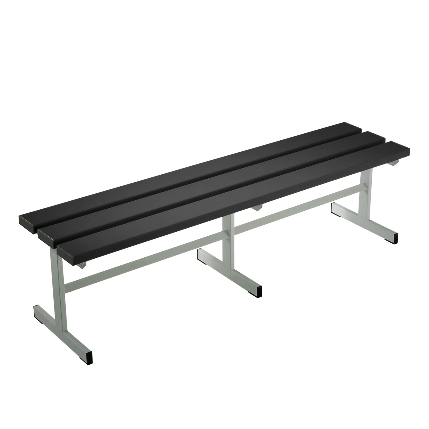 Wolf Umkleidebank Serie 100 einseitig T-Fuß Sitzt. 370 mm Breite 1500 mm PVC Schwarz