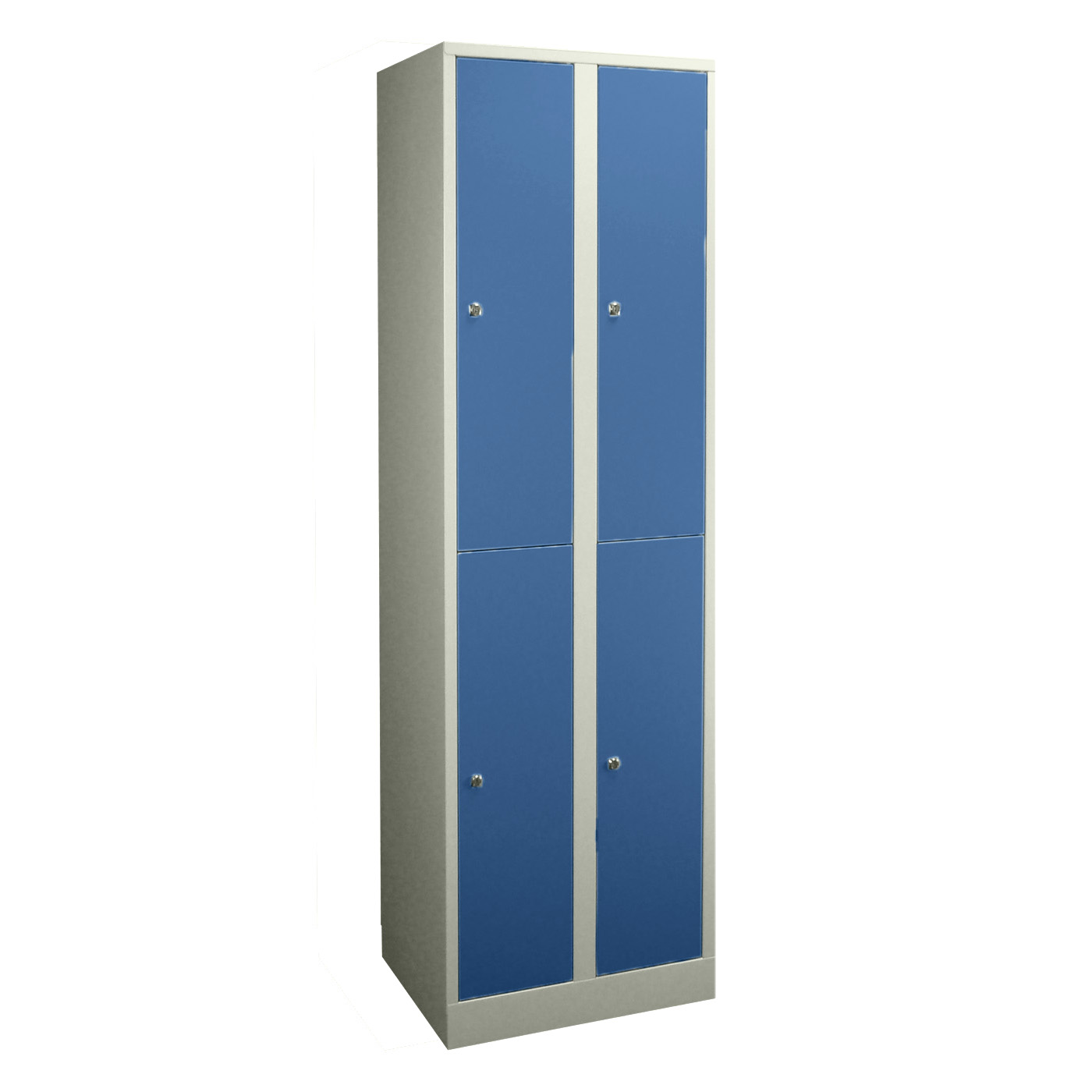 Wolf Spind Serie 42 doppelstöckig extrahoch Sockel Abteilbreite 300 mm 2 Abteile Enzianblau RAL 5010
