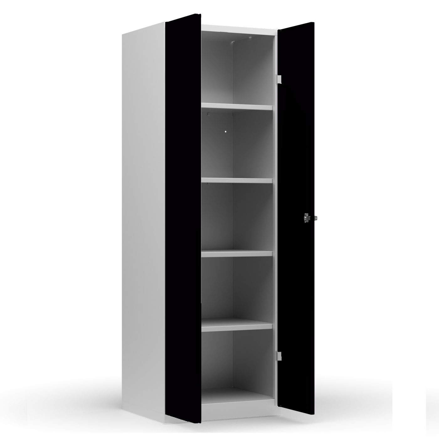 Wolf Mehrzweckspind Serie 77 Sockel Flügeltüren Abteilbreite 600 mm 1 Abteil Tiefschwarz RAL 9005